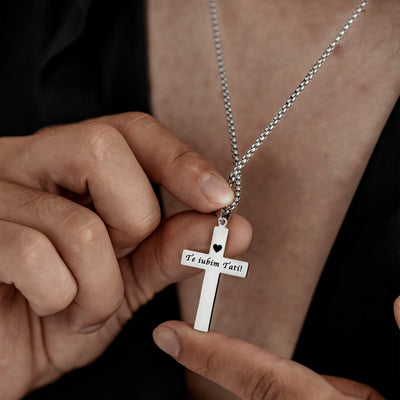 Colier Cruce Diamant  | Personalizat cu Gravura