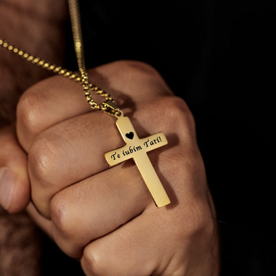 Colier Cruce Diamant  | Personalizat cu Gravura