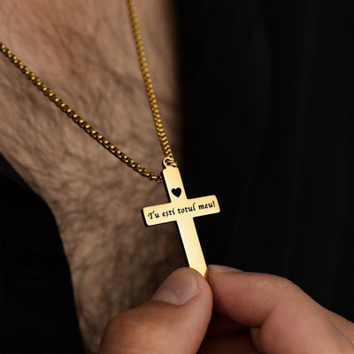 Colier Cruce Diamant  | Personalizat cu Gravura