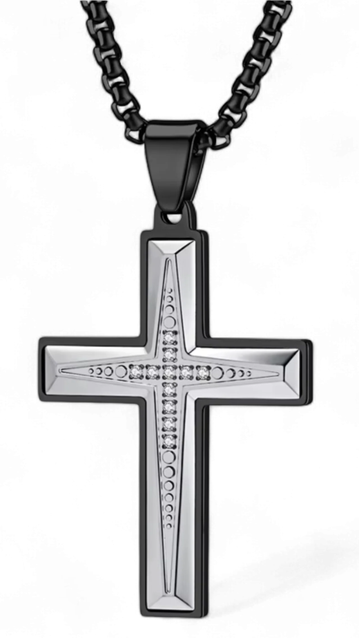 Colier Cruce Bicolor cu Cristale