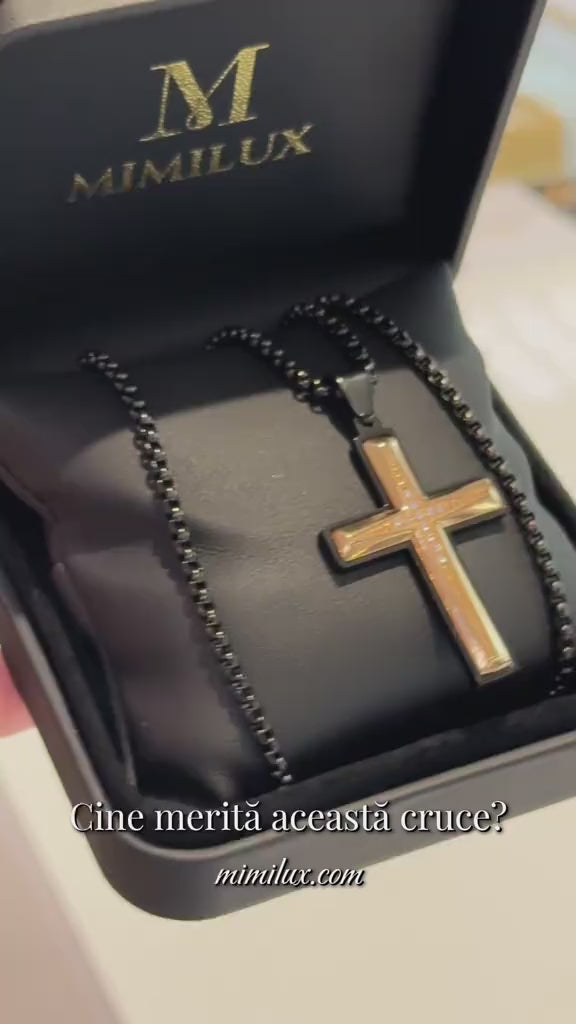 Încărcați videoclipul: Colier Cruce BICOLOR cu cristale